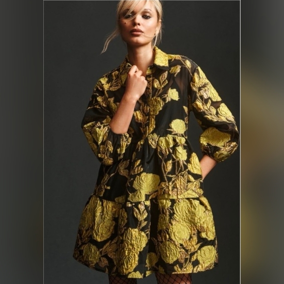 Anthropologie Dresses & Skirts - Anthropologie The Bettina Tiered Shirt Dress Minu Jacquard Edition Small